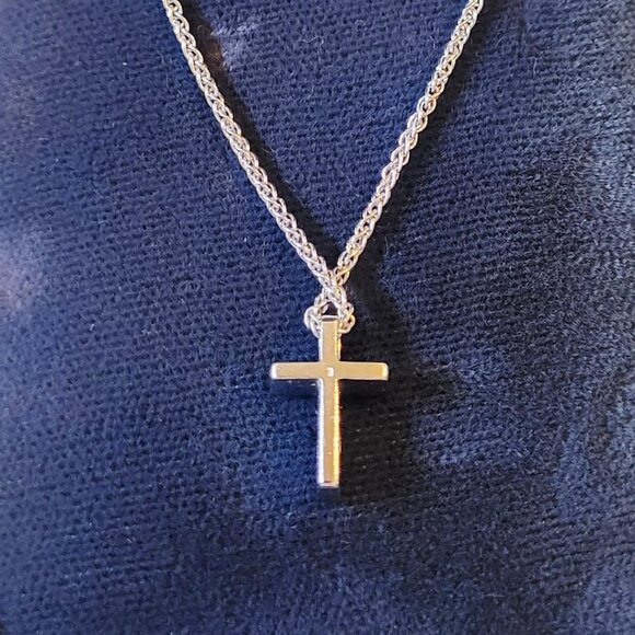 Tiffany 18k White Gold and Diamond Cross Necklace - Picture 3 of 7